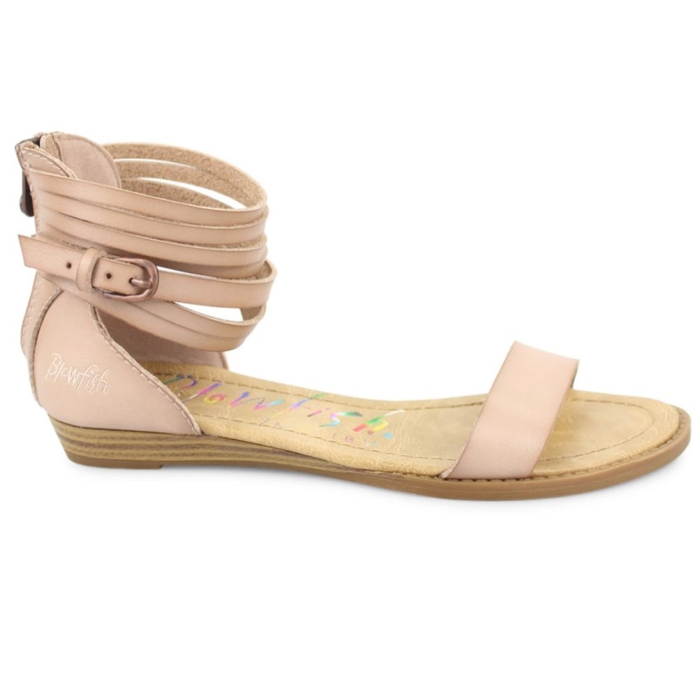 NIB Distressed Chic Multistrap Ankle Wedge Sandal - Picture 4 of 5